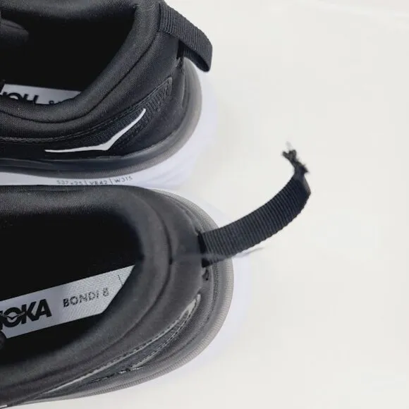 Hoka One One Men's Black White Bondi 8 Mesh Athletic Running Shoes Size 8D