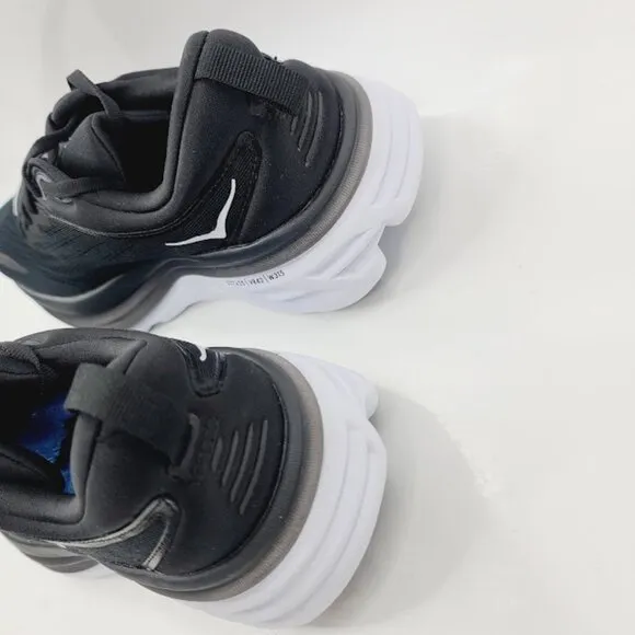 Hoka One One Men's Black White Bondi 8 Mesh Athletic Running Shoes Size 8D