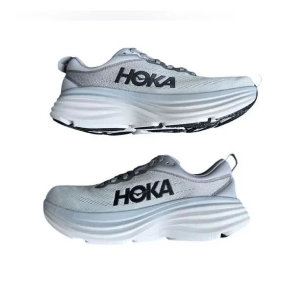 Hoka One One Men's Bondi 8 Running Shoes Gray Size 10D Athletic Sneaker