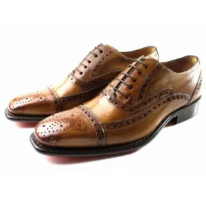 Italian Handmade Men's Leather Shoe / Jean Brown Brogue Leather Shoes For Men