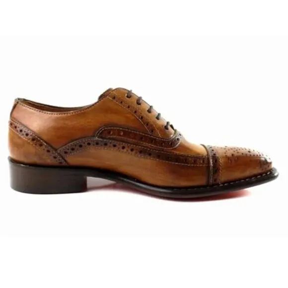 Italian Handmade Men's Leather Shoe / Jean Brown Brogue Leather Shoes For Men