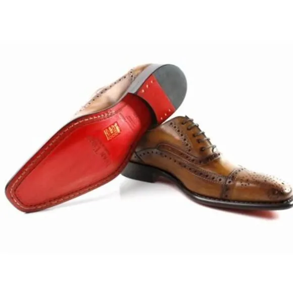 Italian Handmade Men's Leather Shoe / Jean Brown Brogue Leather Shoes For Men