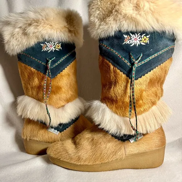 Italian Technica Brand High Quality Embroidered Fur Snow Boots