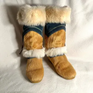 Italian Technica Brand High Quality Embroidered Fur Snow Boots