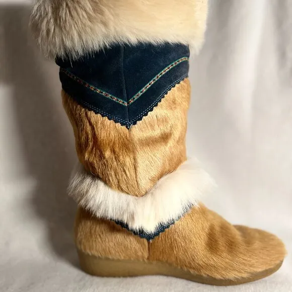 Italian Technica Brand High Quality Embroidered Fur Snow Boots