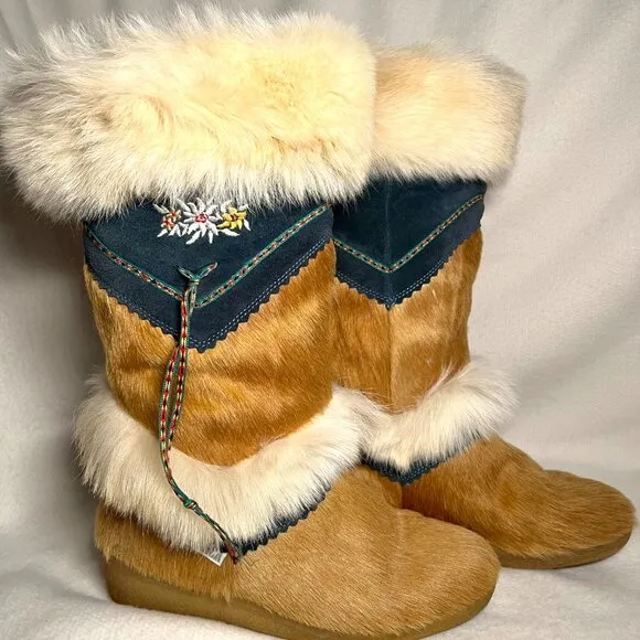 Italian Technica Brand High Quality Embroidered Fur Snow Boots