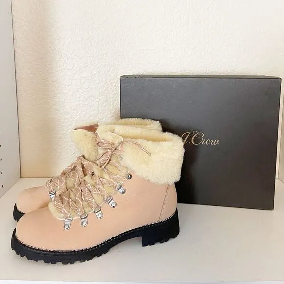 J. Crew Nordic Boots with faux shearling in bronzed Clay 10 New
