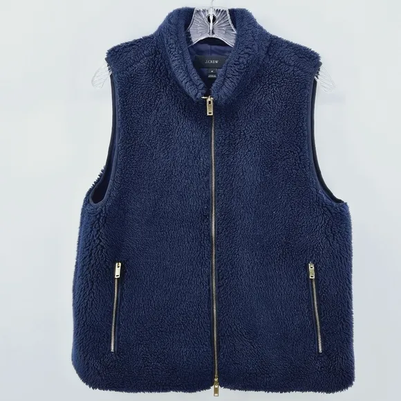 J. Crew Plush Fleece Excursion Vest in Navy Blue Size Medium
