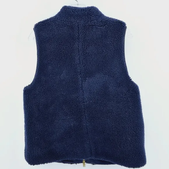J. Crew Plush Fleece Excursion Vest in Navy Blue Size Medium