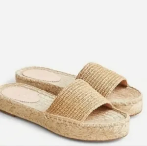 J. Crew Tan Woven Slide Sandals