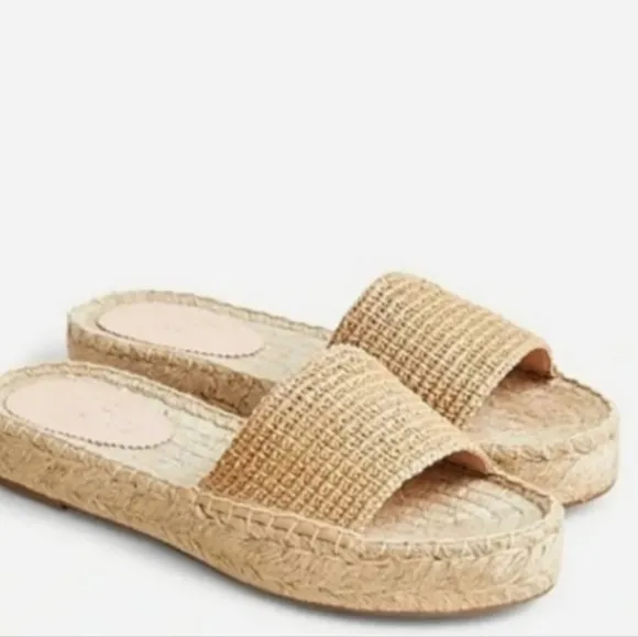 J. Crew Tan Woven Slide Sandals