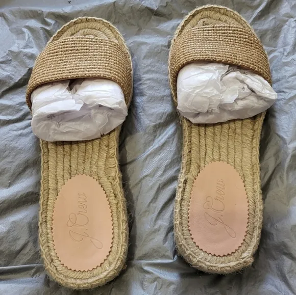 J. Crew Tan Woven Slide Sandals