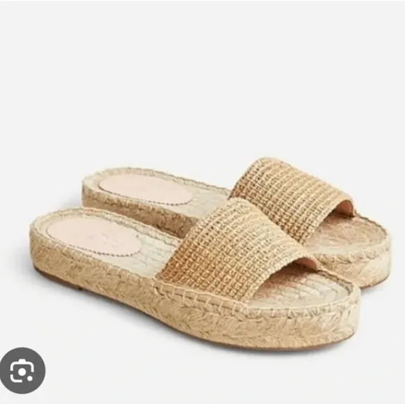 J. Crew Tan Woven Slide Sandals