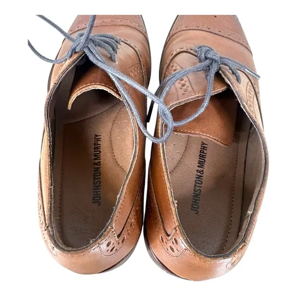Johnston &amp; Murphy 7M Brown Lace Up Oxford Shoes Preppy Office Career‎ Casual
