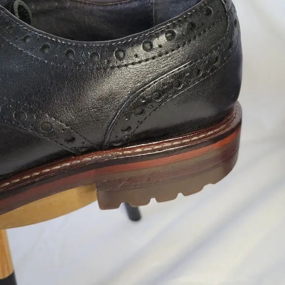 Johnston &amp; Murphy J&amp;M 1850 Black Wingtip 20-4361 Lug Soles Mens Size 9.5M