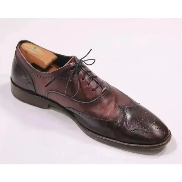 Johnston &amp; Murphy Made in Italy Oxblood Burgundy Wingtip Dress Shoes Men's 11.5