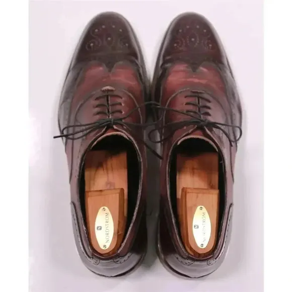 Johnston &amp; Murphy Made in Italy Oxblood Burgundy Wingtip Dress Shoes Men's 11.5