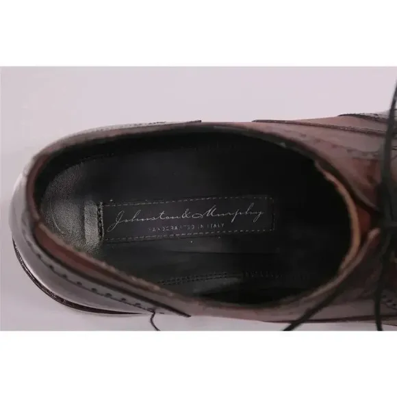 Johnston &amp; Murphy Made in Italy Oxblood Burgundy Wingtip Dress Shoes Men's 11.5