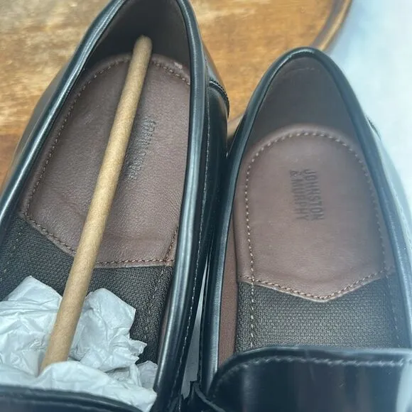 Johnston &amp; Murphy Shoes Boys 7 M Black Leather Penny Loafer Dress Church