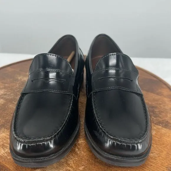 Johnston &amp; Murphy Shoes Boys 7 M Black Leather Penny Loafer Dress Church