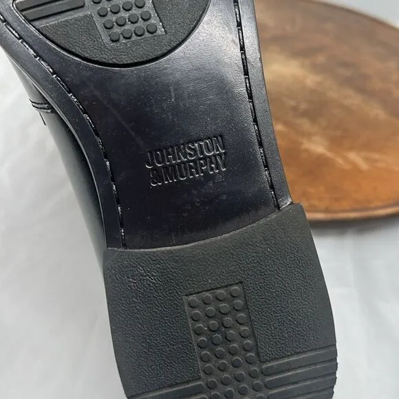 Johnston &amp; Murphy Shoes Boys 7 M Black Leather Penny Loafer Dress Church