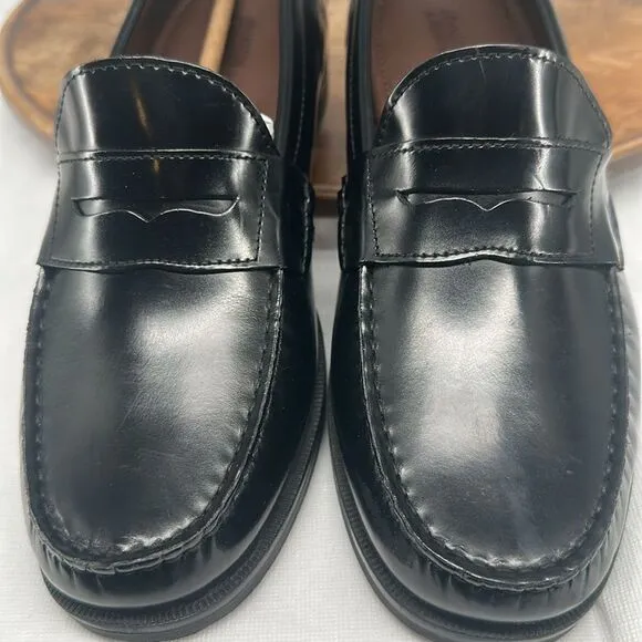 Johnston &amp; Murphy Shoes Boys 7 M Black Leather Penny Loafer Dress Church