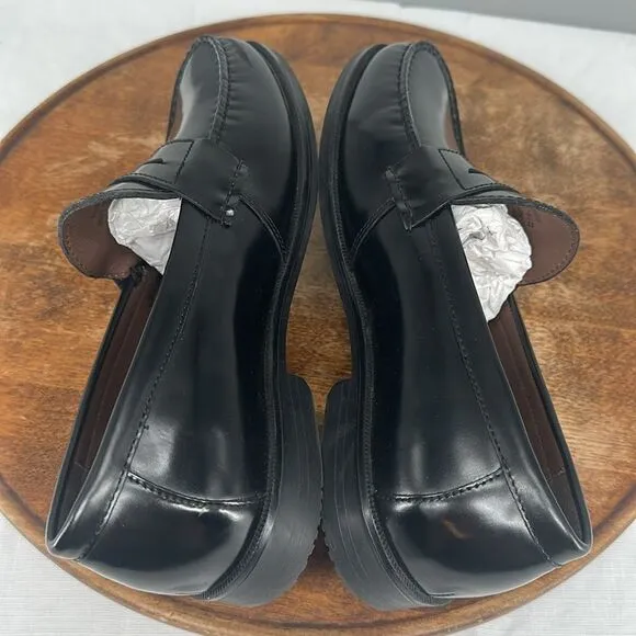 Johnston &amp; Murphy Shoes Boys 7 M Black Leather Penny Loafer Dress Church