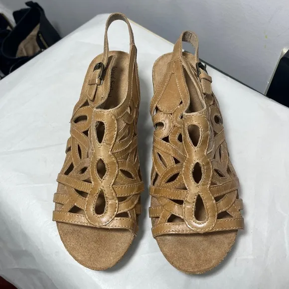 Josef Seibel NWOB Camel - Ruth 03 Open Toe Platform Sandal 7-7.5 EU 38 Leather
