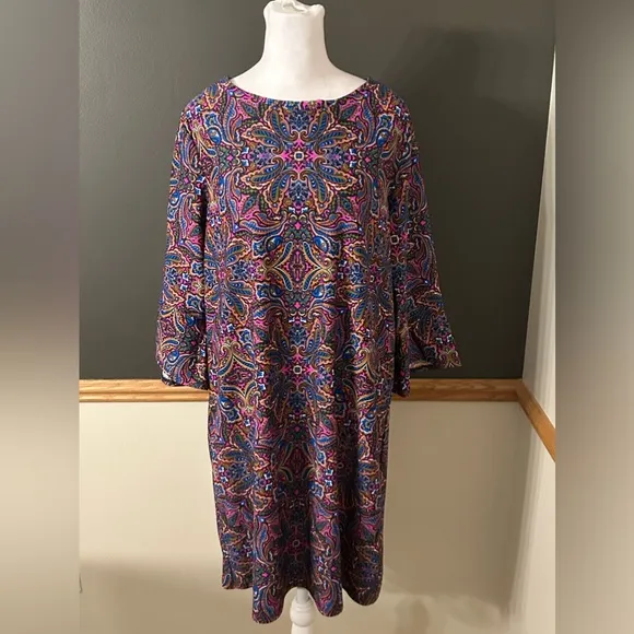 Jude Connally Paisley Sheath Dress Stretch Multicolor Size Large