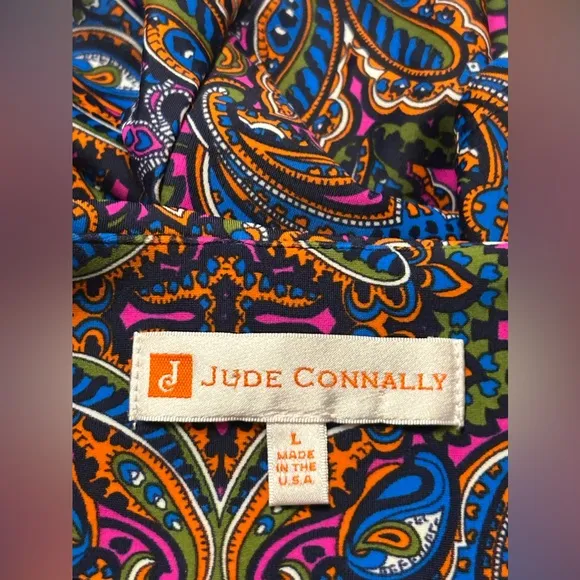 Jude Connally Paisley Sheath Dress Stretch Multicolor Size Large