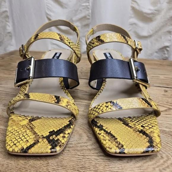 Karl Lagerfeld Sandals Golden Yellow Snakeskin Size 7