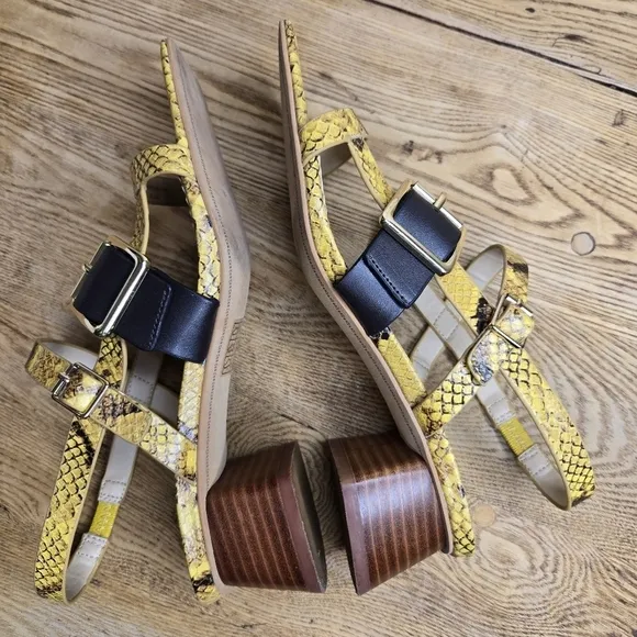 Karl Lagerfeld Sandals Golden Yellow Snakeskin Size 7