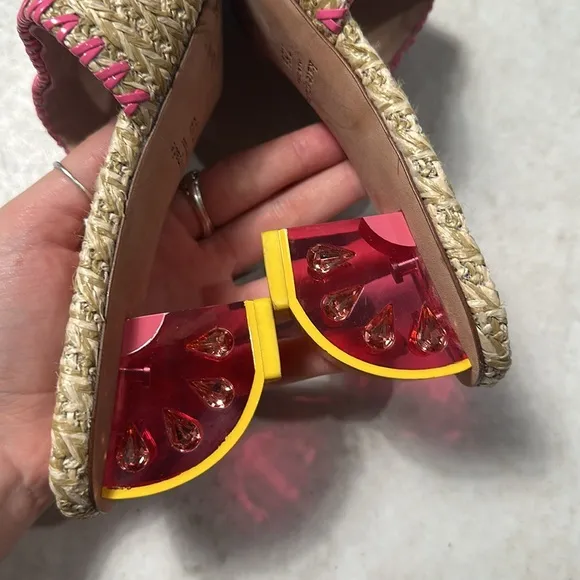 Kate Spade Citrus Slide Sandals In Natural / Crush Watermelon