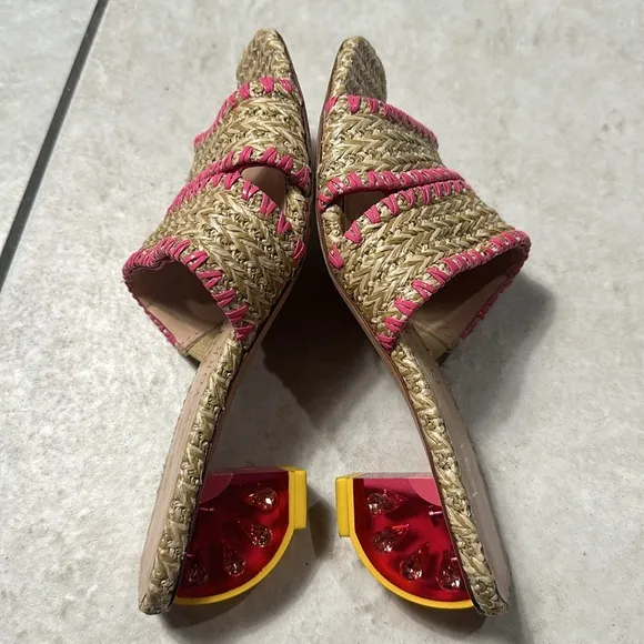 Kate Spade Citrus Slide Sandals In Natural / Crush Watermelon