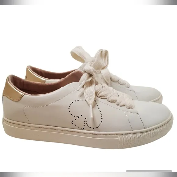 Kate Spade White and Gold Women's Sneakers Size 8B