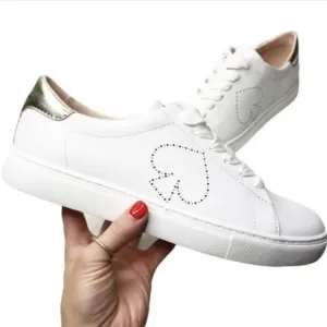 Kate Spade White and Gold Women's Sneakers Size 8B