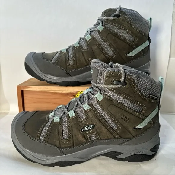KEEN Circadia Mid Height Waterproof Hiking Boots Steel Grey/Blue Women size 10