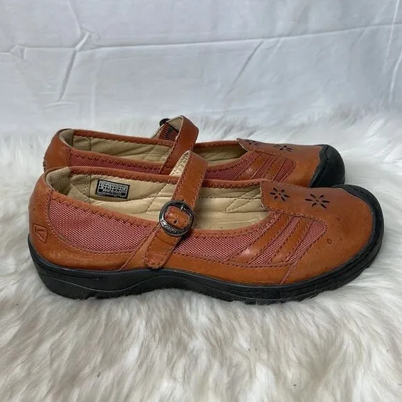 Keen Tan Leather Mary Jane Walking Shoes Sz 7.5