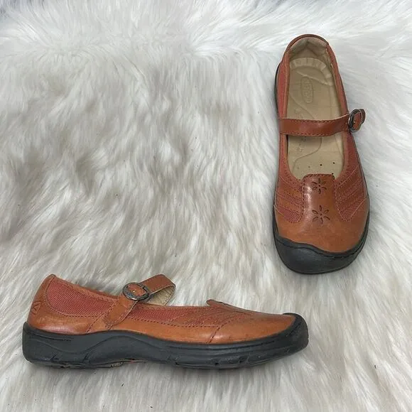 Keen Tan Leather Mary Jane Walking Shoes Sz 7.5