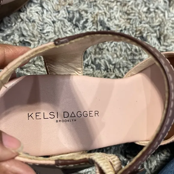Kelsi Dagger anthropology, pink brown sandals, size 6.5.