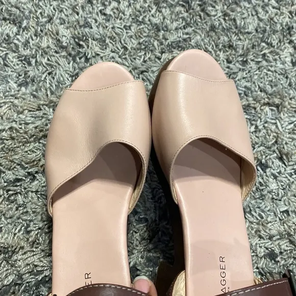 Kelsi Dagger anthropology, pink brown sandals, size 6.5.