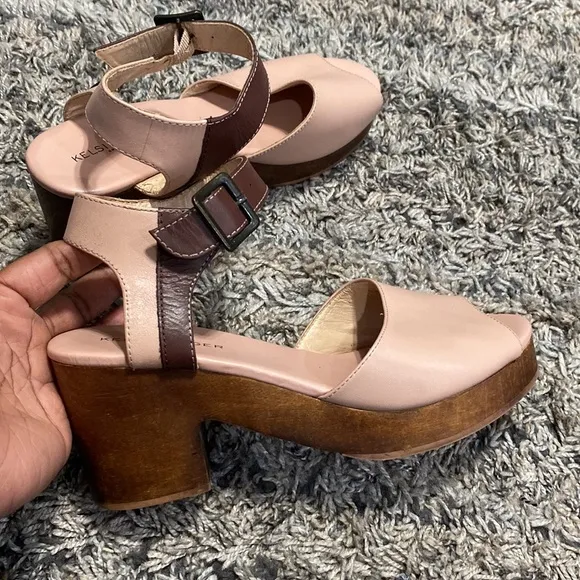 Kelsi Dagger anthropology, pink brown sandals, size 6.5.