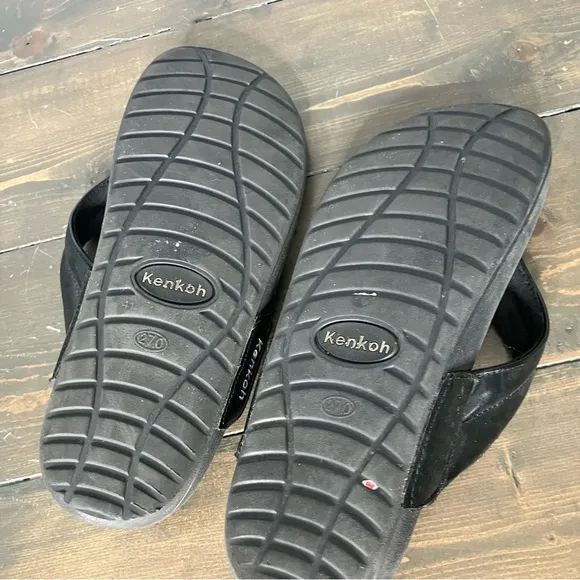 Kenkoh Spirit V Black Sandals Orthotic Massage Flip Flops Women’s 10 US/Men’s 9