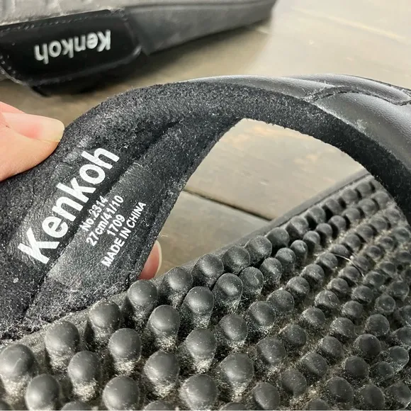 Kenkoh Spirit V Black Sandals Orthotic Massage Flip Flops Women’s 10 US/Men’s 9