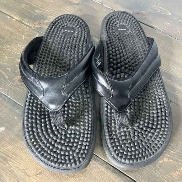 Kenkoh Spirit V Black Sandals Orthotic Massage Flip Flops Women’s 10 US/Men’s 9
