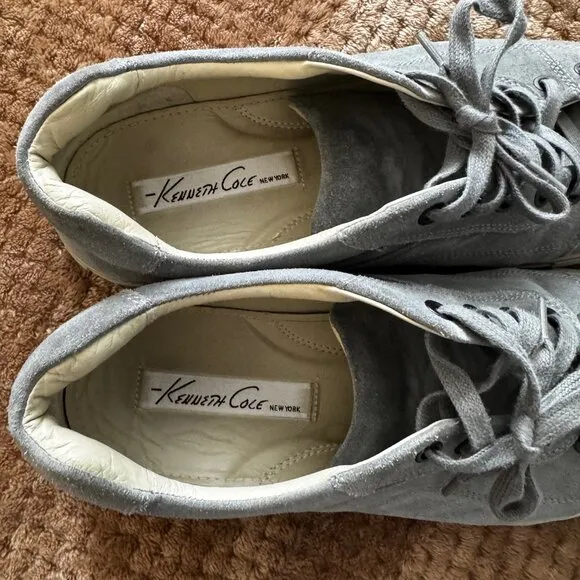 Kenneth Cole Sz 11 Mens Gray Suede Shoes Dress Sneakers Modern Discontinued SALE