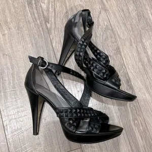 Kenneth Cole black heel’s sandals leather Sz 8,5