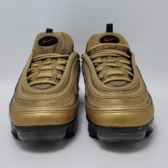 Kids Nike Air Vapormax 97 Metallic Gold, Varsity Red-Black- AQ2657-700 Size 6.5Y