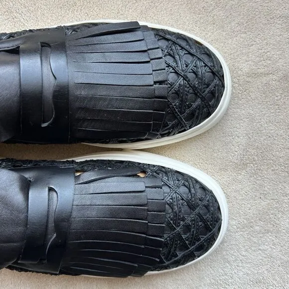 La Perla by Giuseppe Zanotti Black Woven Leather Sneaker Loafer EU 43 US 12.5