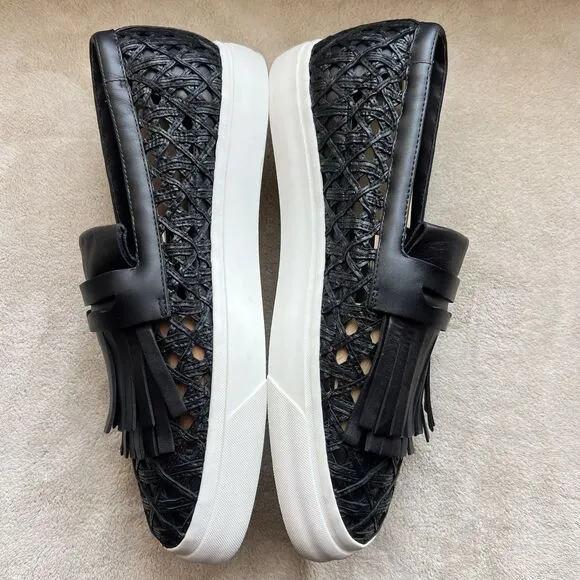 La Perla by Giuseppe Zanotti Black Woven Leather Sneaker Loafer EU 43 US 12.5